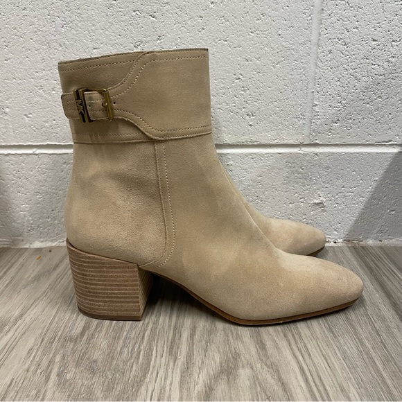 MICHAEL Michael Kors Kenya Suede Block Heel Booties - Beige - Picture 4 of 9